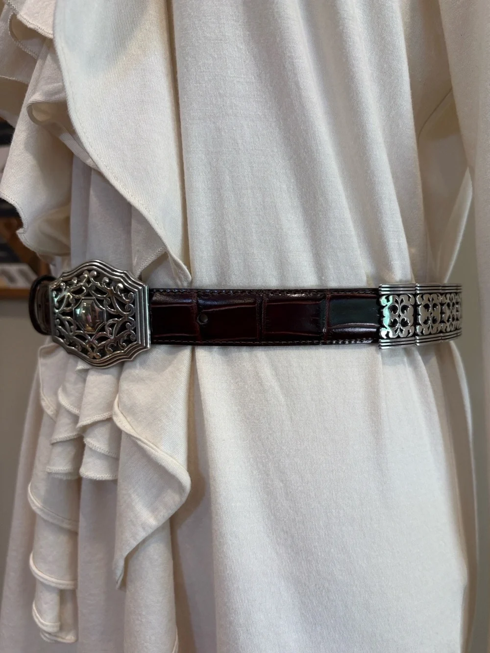 Vintage Brighton Brown Leather Belt with Silver Conchos size Medium / 30